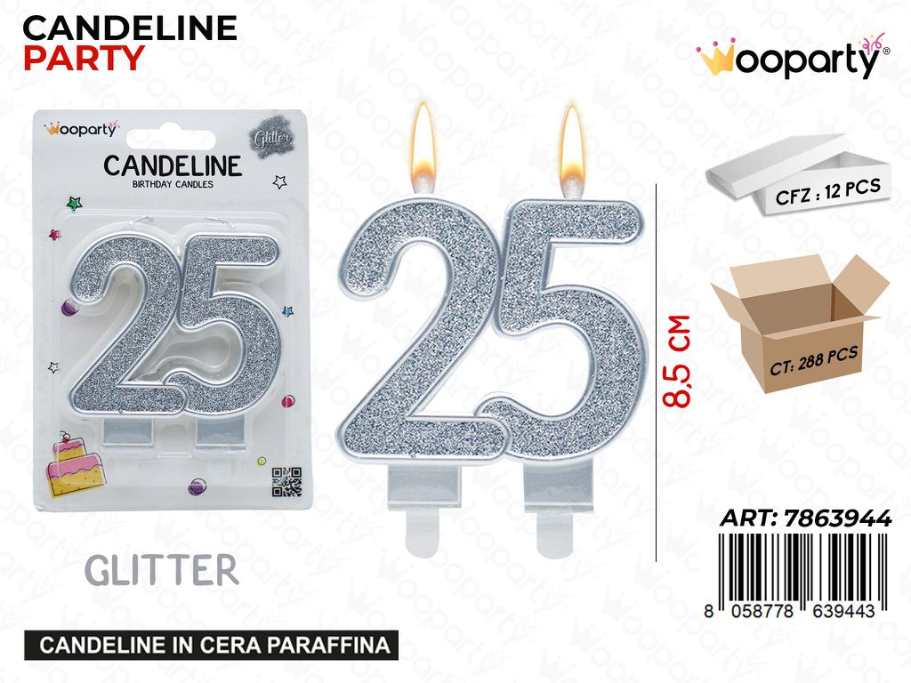 CANDELINE ARGENTO N.25 8.5CM