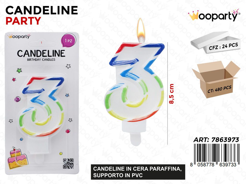 CANDELINE N.3 BORDO COL. 8.5CM