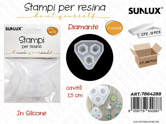 Stampi in Silicone per Resina Diamante 3CAVITA 1.5CM