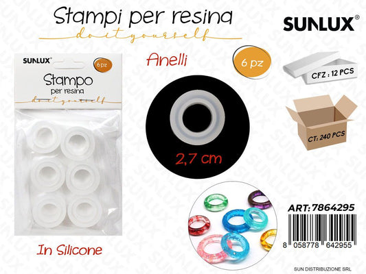 Stampi in Silicone per Resina Anelli 6PCS 2.7CM