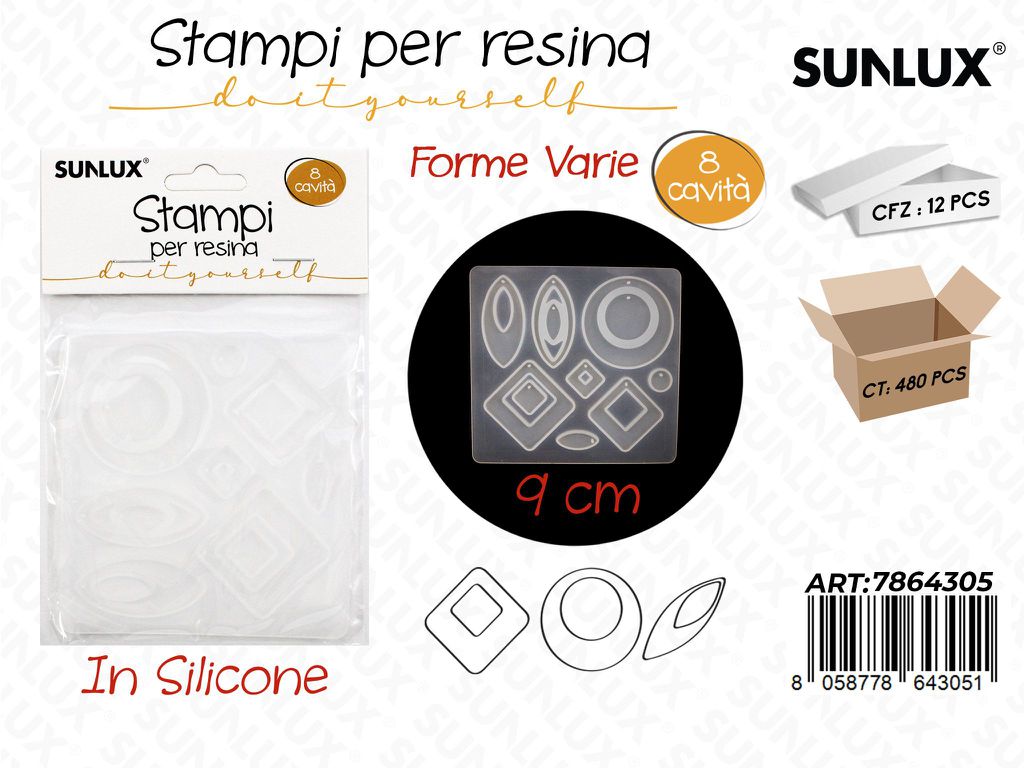 STAMPI IN SILICONE PER RESINA FORME ASS. 8CAV. /PZ DA 12**