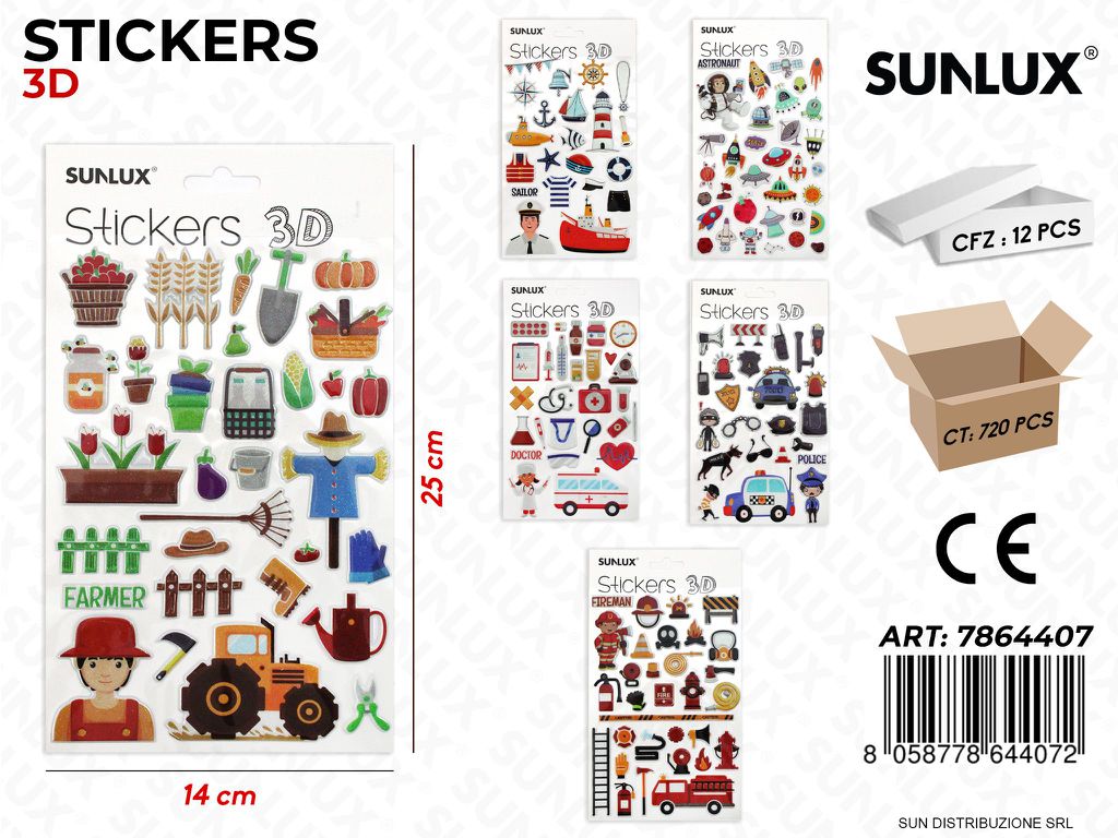 Stickers Adesivi 3D Ass. 14*25CM