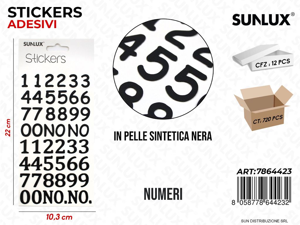 Stickers Adv 3D Numeri Nero 10.3*22CM