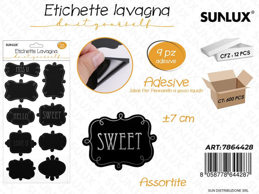 Etichette Lavagna Ass. Adv 7CM 9PCS