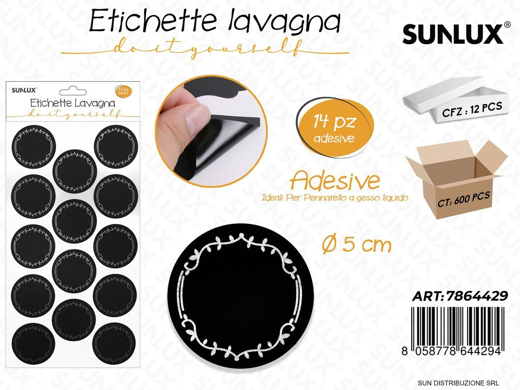 Etichette Lavagna Ass. Adv D.5CM 14PCS