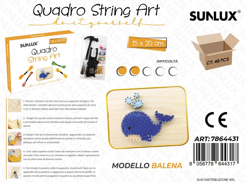 Quadro String Art Mod. Balena 15*20CM