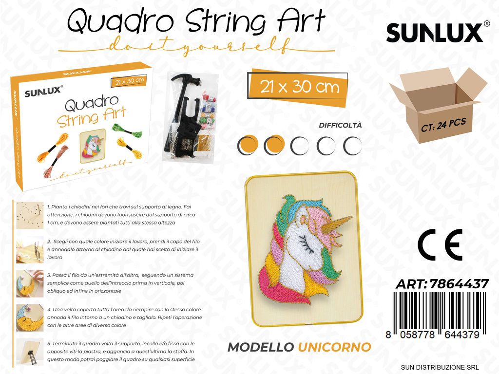 Quadro String Art Mod. Unicorno 21*30CM