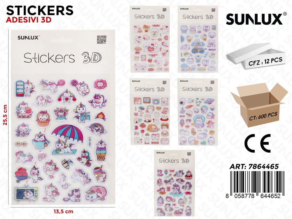 Sunlux Stickers Adv 3D Ass. 13.5*25.5CM