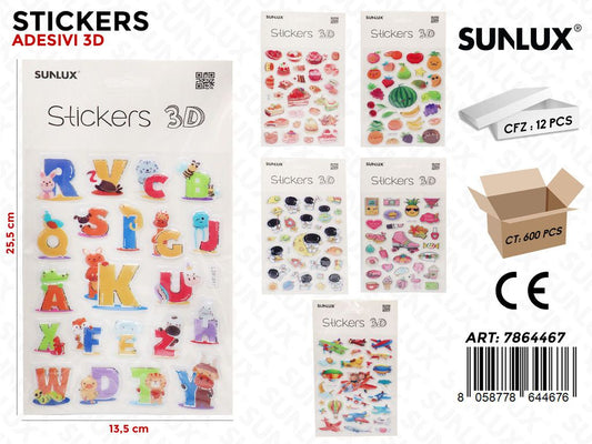 Sunlux Stickers Adv 3D Ass. 13.5*25.5CM