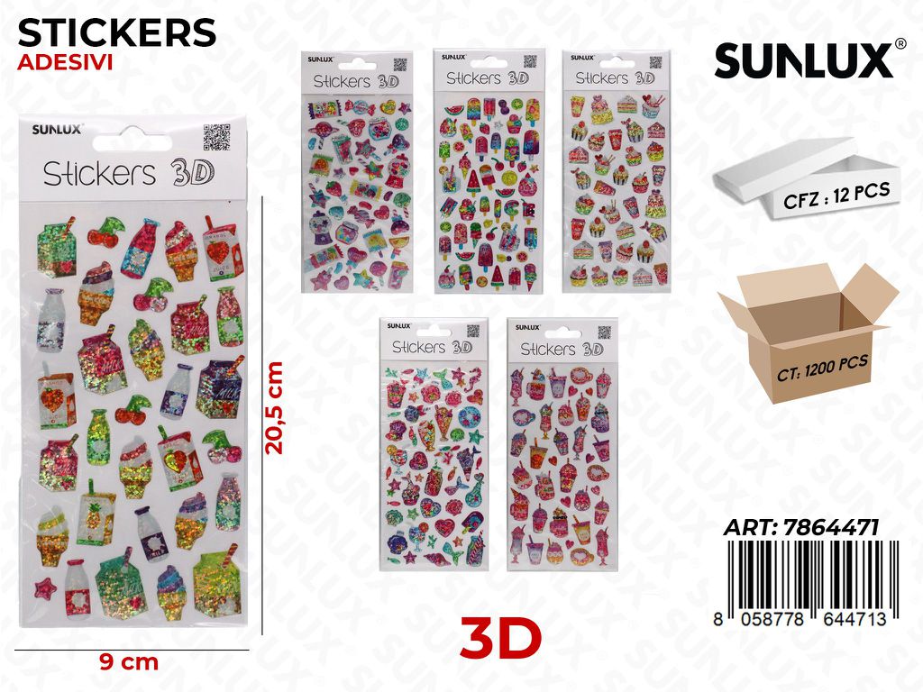 Sunlux Stickers Adesivi 3D Ass. 9*20.5CM