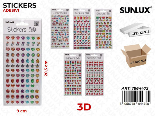 Sunlux Stickers Adesivi 3D Ass. 9*20.5CM
