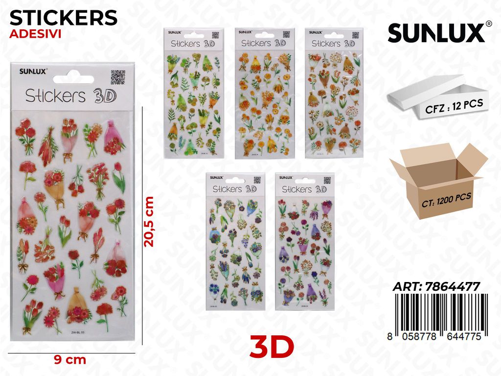 Sunlux Stickers Adesivi 3D Ass. 9*20.5CM