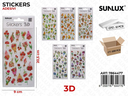 Sunlux Stickers Adesivi 3D Ass. 9*20.5CM