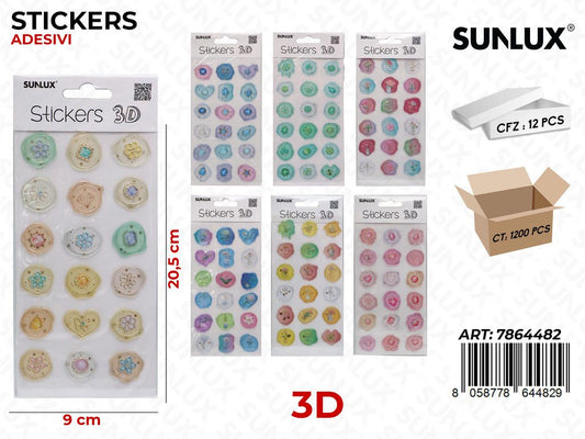 Sunlux Stickers Adesivi 3D Ass. 9*20.5CM