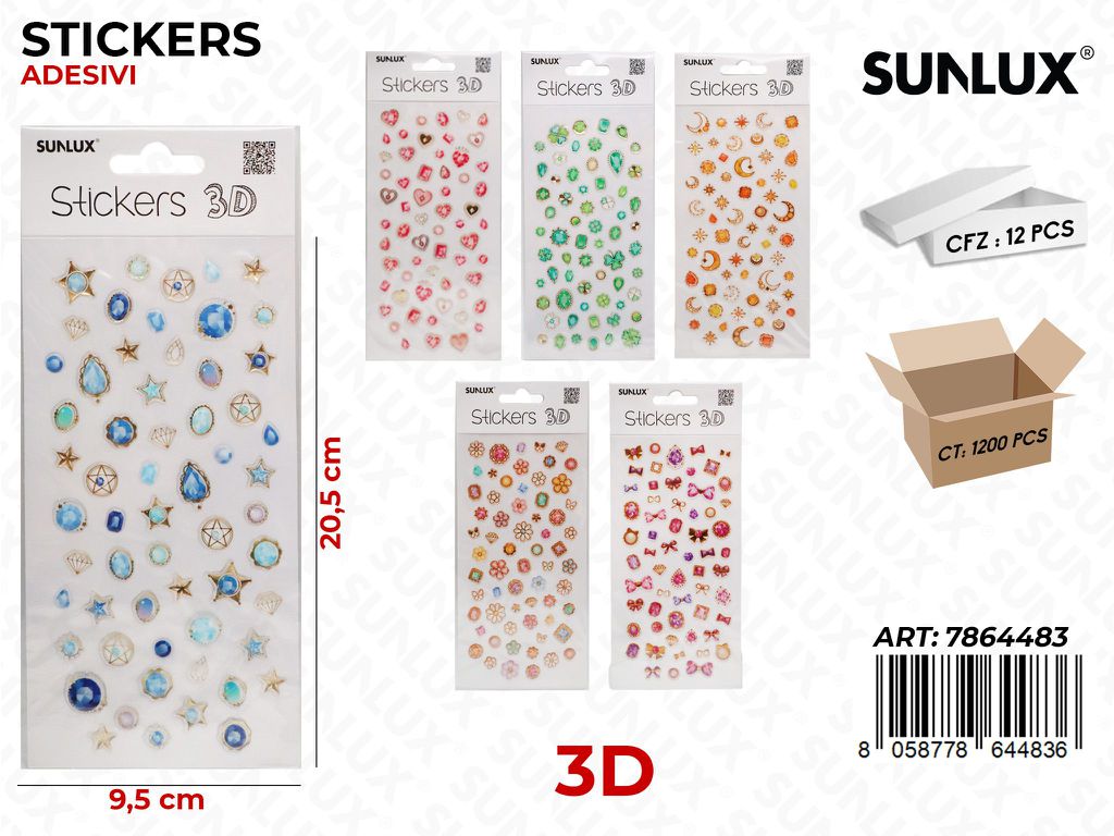 Sunlux Stickers Adesivi 3D Ass. 9.5*20.5CM