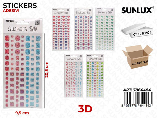Sunlux Stickers Adesivi 3D Ass. 9.5*20.5CM