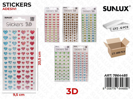 Sunlux Stickers Adesivi 3D Ass. 9.5*20.5CM