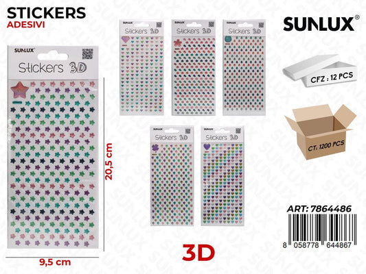 Sunlux Stickers Adesivi 3D Ass. 9.5*20.5CM