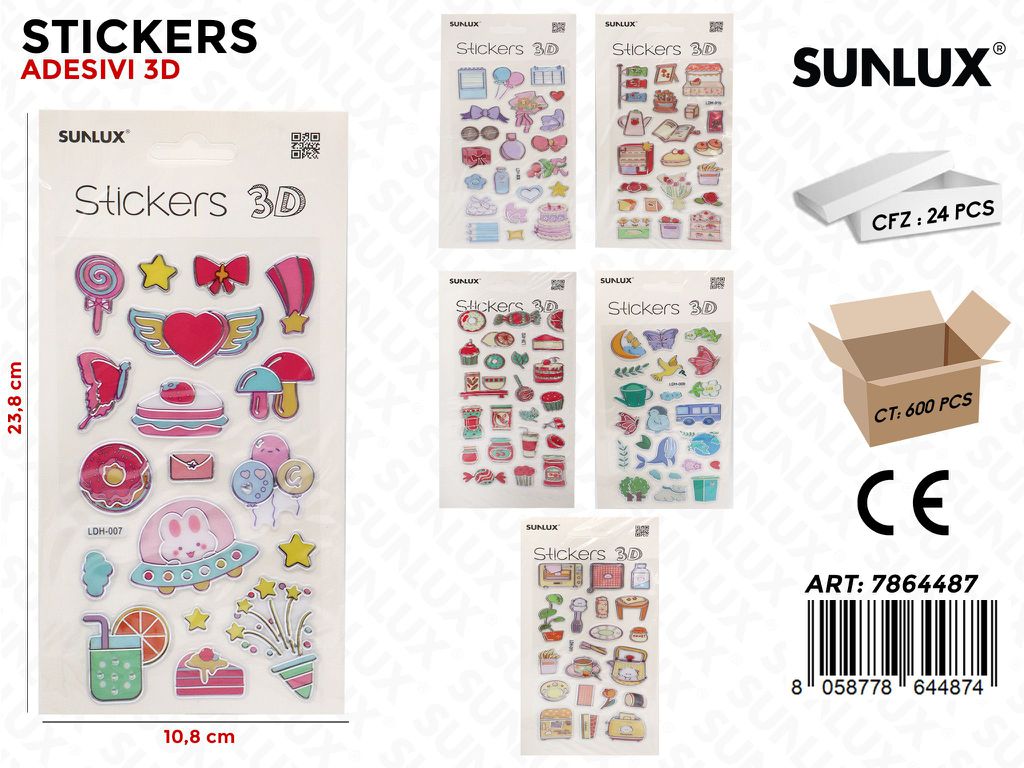 Sunlux Stickers Adv 3D Ass. 10.8*23.8CM
