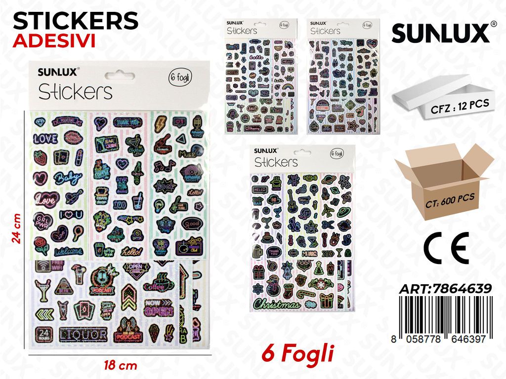 Sunlux Stickers 6FF Ass. 18*24CM
