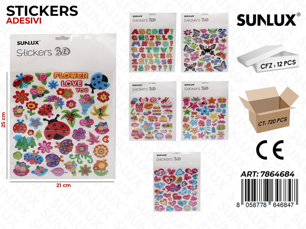 Sunlux Stickers Adv 3D Ass. 21*25CM