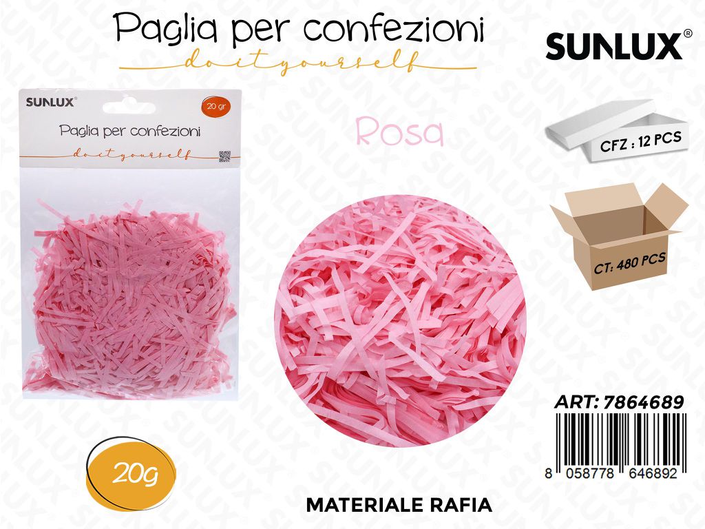 Sunlux Paglia in Rafia Rosa 20G / Pz da 12