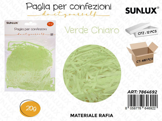 Sunlux Paglia in Rafia Verde Chia. 20G / Pz da 12