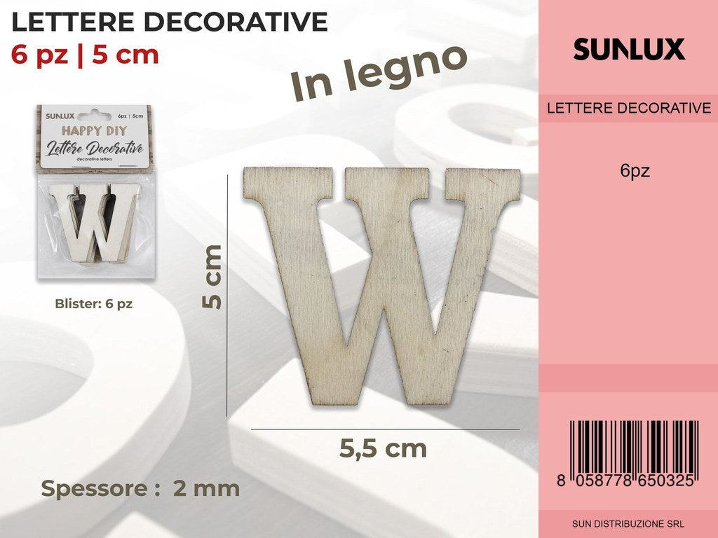 Lettera W Decorativa 6PC-5*5.5CM
