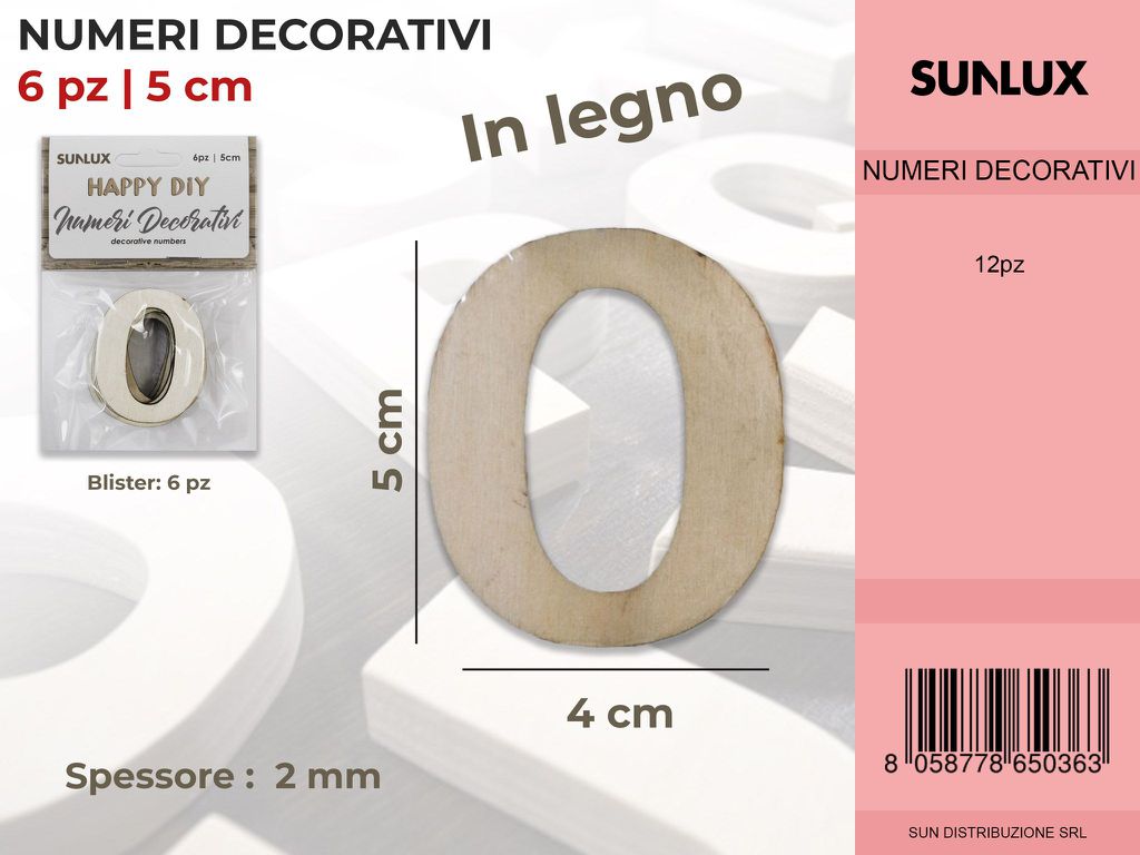 Numero 0 Decorativo 6PC-4*5 Cm