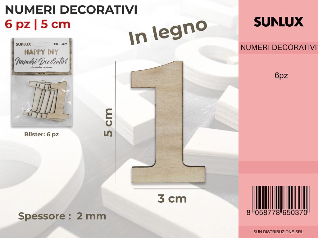 Numero 1 Decorativo 6PC-5*3CM