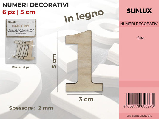 Numero 1 Decorativo 6PC-5*3CM