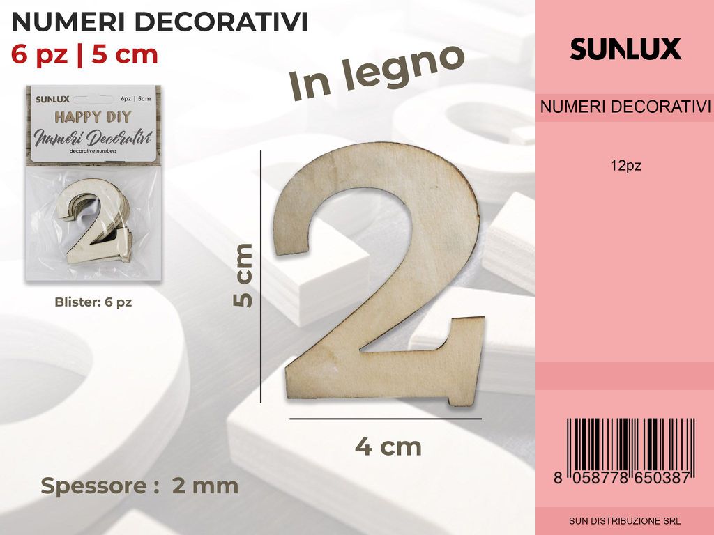 Numero 2 Decorativo 6PC-4*5 Cm
