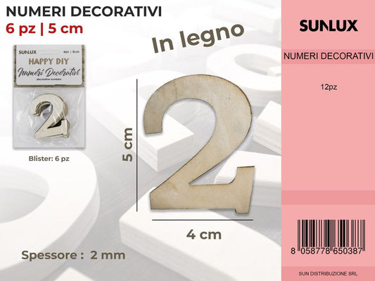 Numero 2 Decorativo 6PC-4*5 Cm