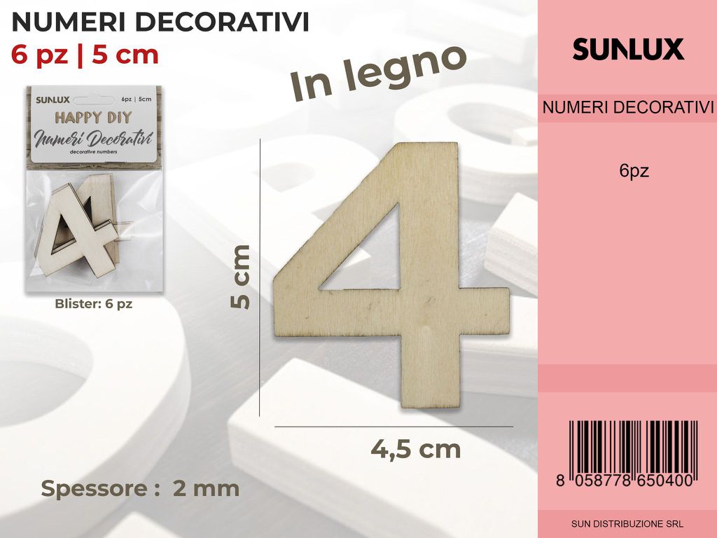 Numero 4 Decorativo 6PC-5*4.5CM