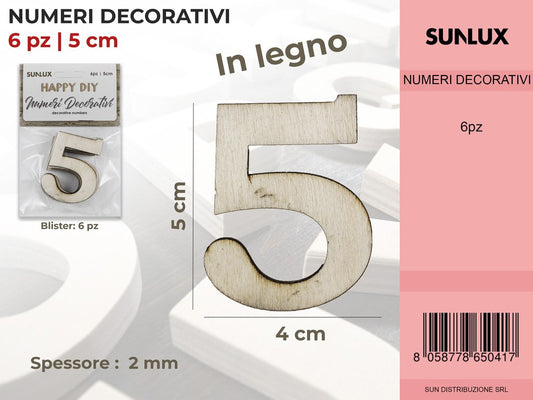 Numero 5 Decorativo 6PC-5*4CM