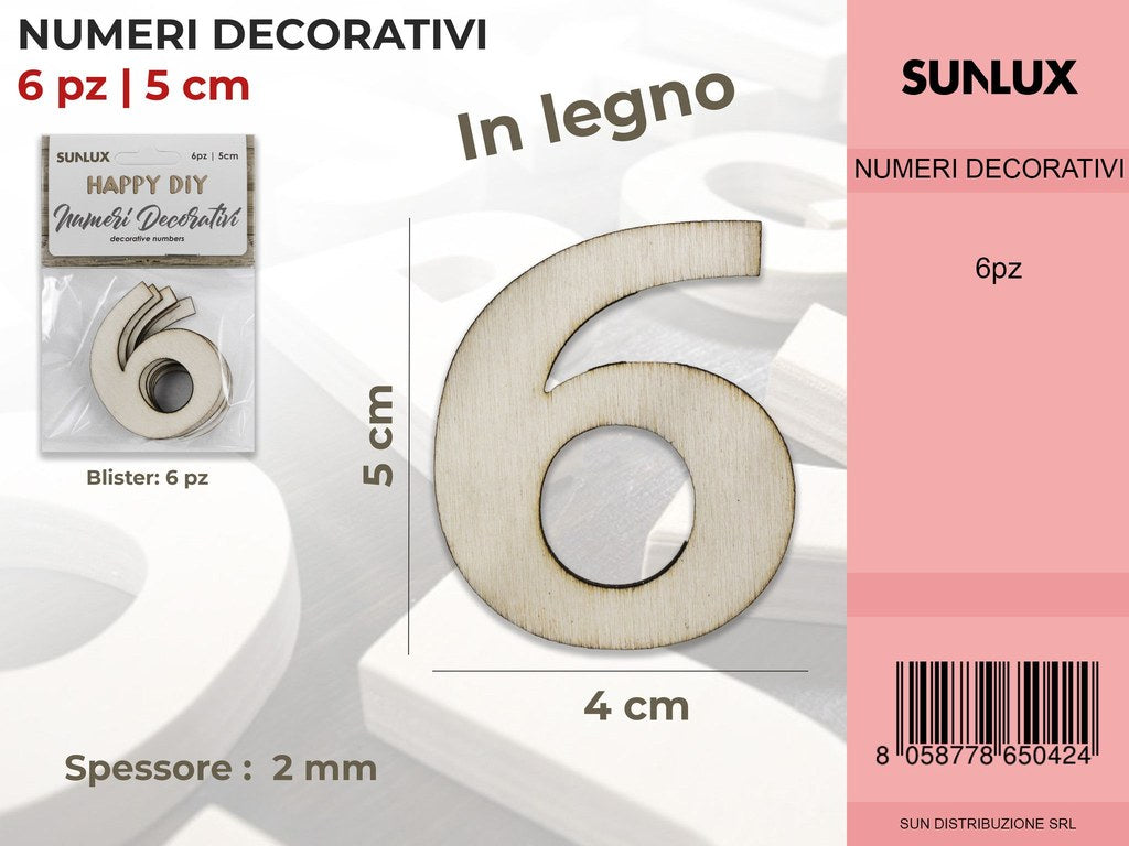 Numero 6 Decorativo 6PC-5*4CM