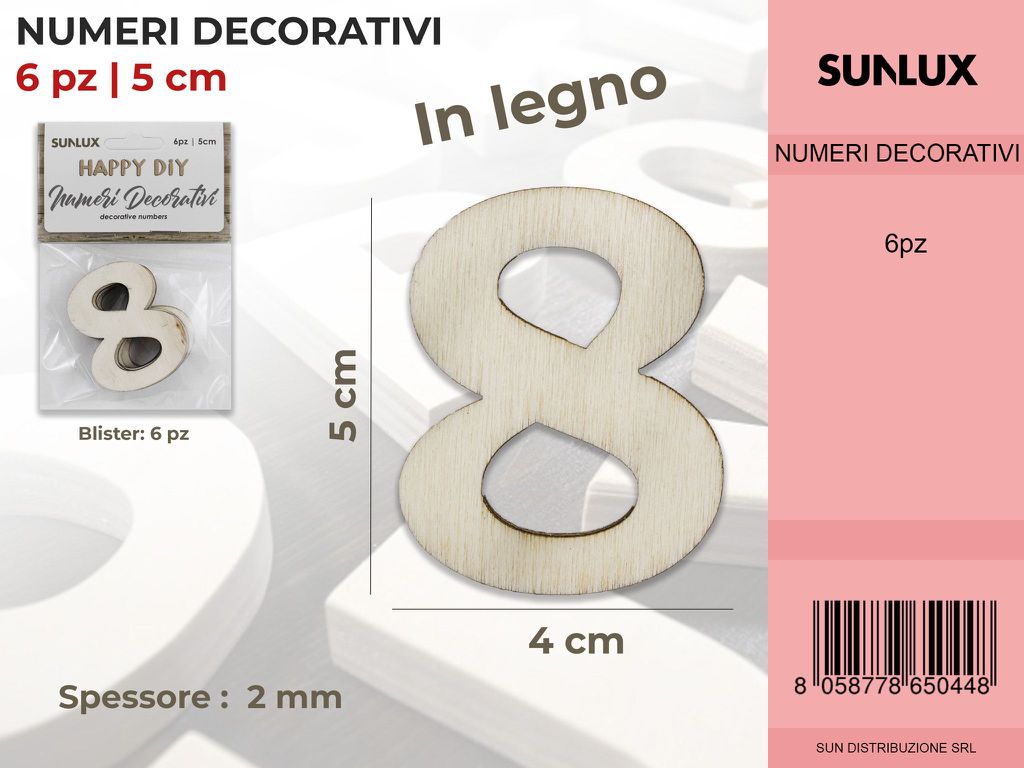 Numero 8 Decorativo 6PC-5*4CM