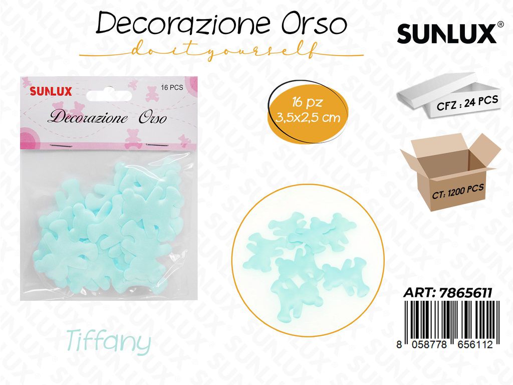 Dec. Orso in Stoffa Tiffany 16PCS 3.5*2.5CM /Pz da 24-12