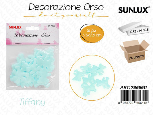 Dec. Orso in Stoffa Tiffany 16PCS 3.5*2.5CM /Pz da 24-12