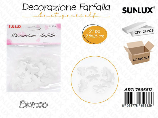 Dec. Farfalla Stoffa Bia. 24PCS 2.5*1.5CM /Pz da 24-12
