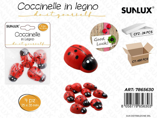 Coccinelle in Legno 25*35MM 4PCS