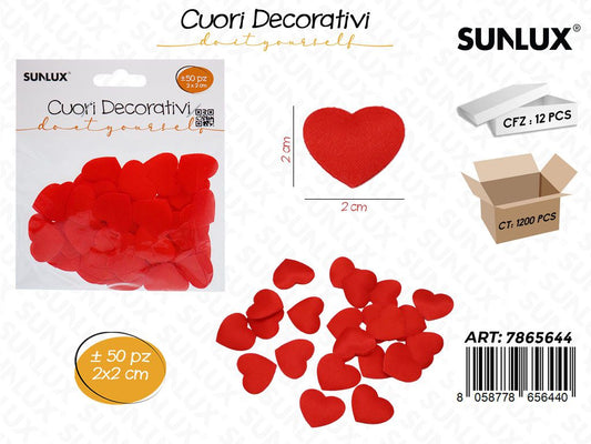 Sunlux Cuori Decorativi 50PCS 2CM Rosso