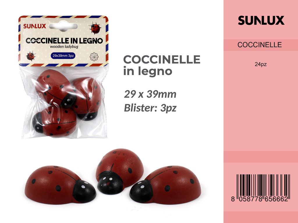 Coccinelle in Legno 3PC-29*39MM