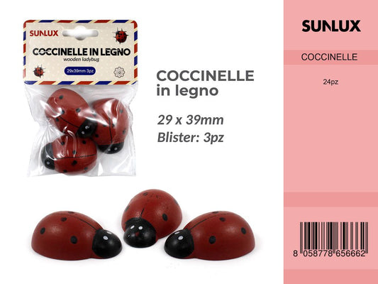 Coccinelle in Legno 3PC-29*39MM