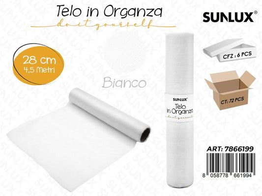 Telo in Organza Bianco 28CM*4.5MT / Pz da 6