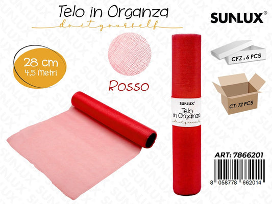 Telo Organza 28*4.5MT Rosso Pz da 6