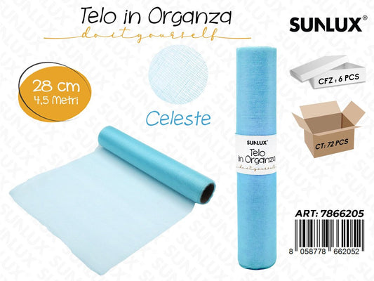 Telo Organza Celeste 28CM*4.5MT / Pz da 6