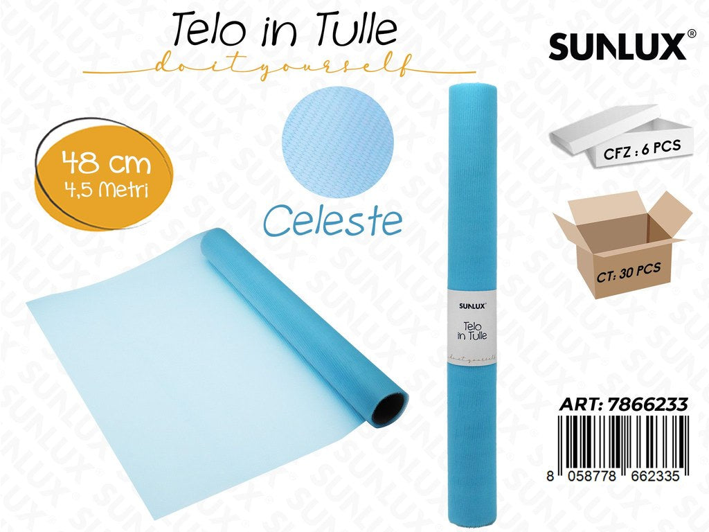 Telo in Tulle Celeste 48CM*5MT / Pz da 6