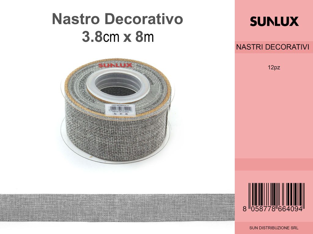 Nastro Decorativo 3.8X8M Grigio