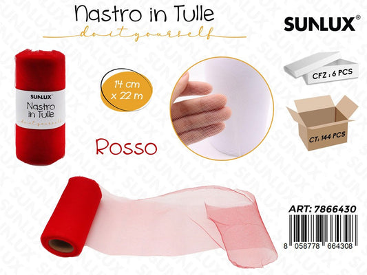 Nastro di Tulle Rosso 14CM*22MT